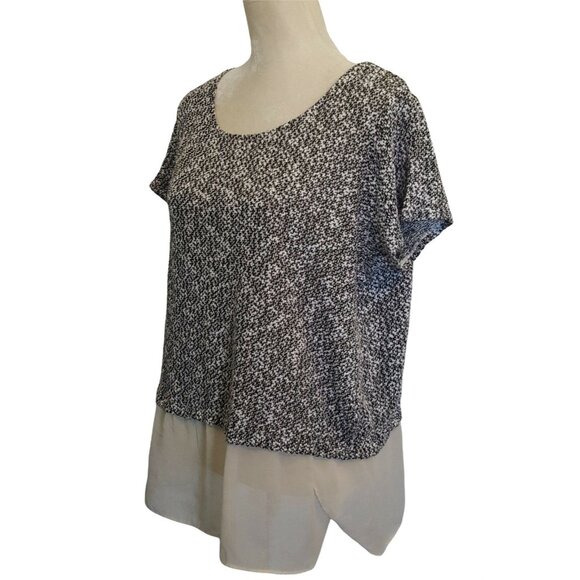 Cato Woman Top Women's 22/24W Cotton/Poly Stretch Black White Knit Short Sleeve - Picture 4 of 12